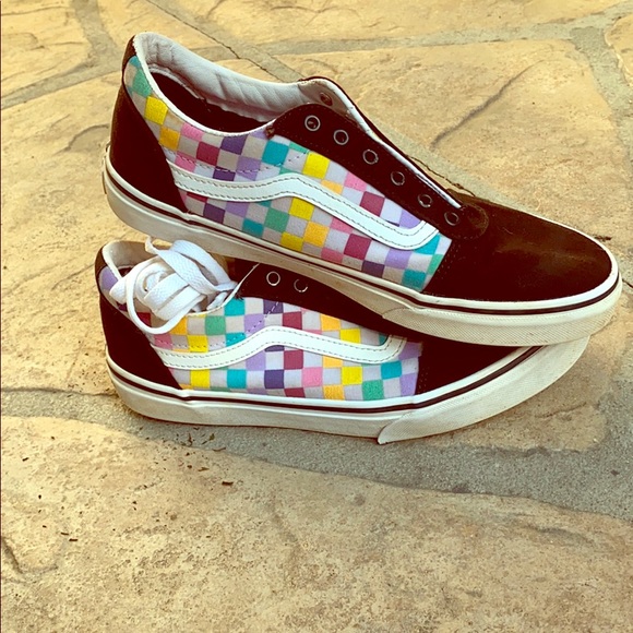 rainbow checkered vans kids